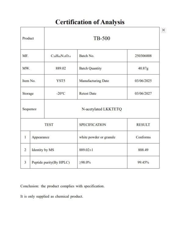 TB-500 5mg (bacteriostatic water not included) - Image 2