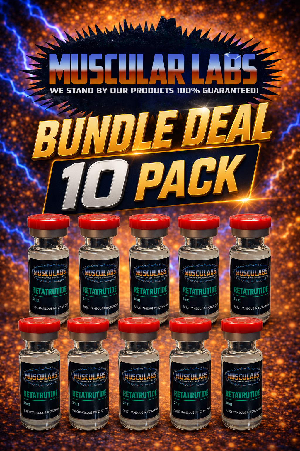 10 pack retatrutide 5mg (bacteriostatic water not included)
